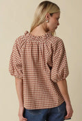 Gingham Puff Sleeve Blouse